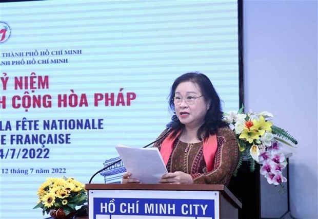 Nguyen Thi Kim Dung, Chairwoman of the Ho Chi Minh City's Vietnam-France Friendship Association, speaks at the ceremony. Photo: VNA Nguyen Thi Kim Dung, Chairwoman of the Ho Chi Minh City's Vietnam-France Friendship Association, speaks at the ceremony. Photo: VNA