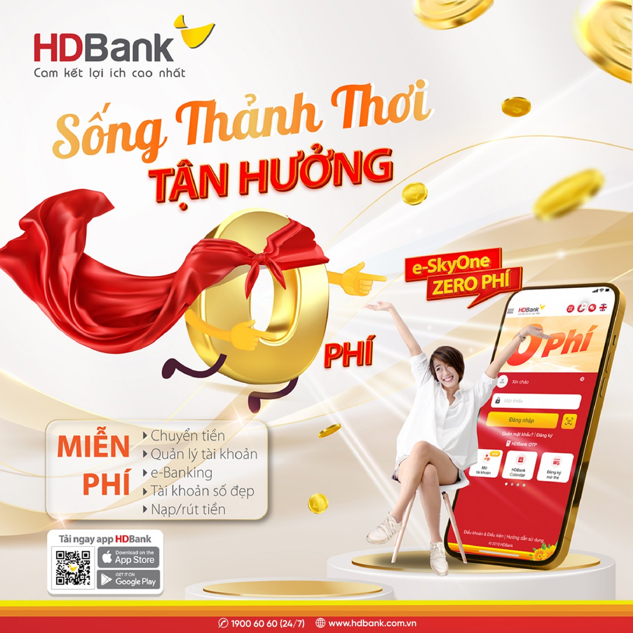 Phí 0 đồng cho tất cả các giao dịch online e-SkyOne tại HDBank Phí 0 đồng cho tất cả các giao dịch online e-SkyOne tại HDBank