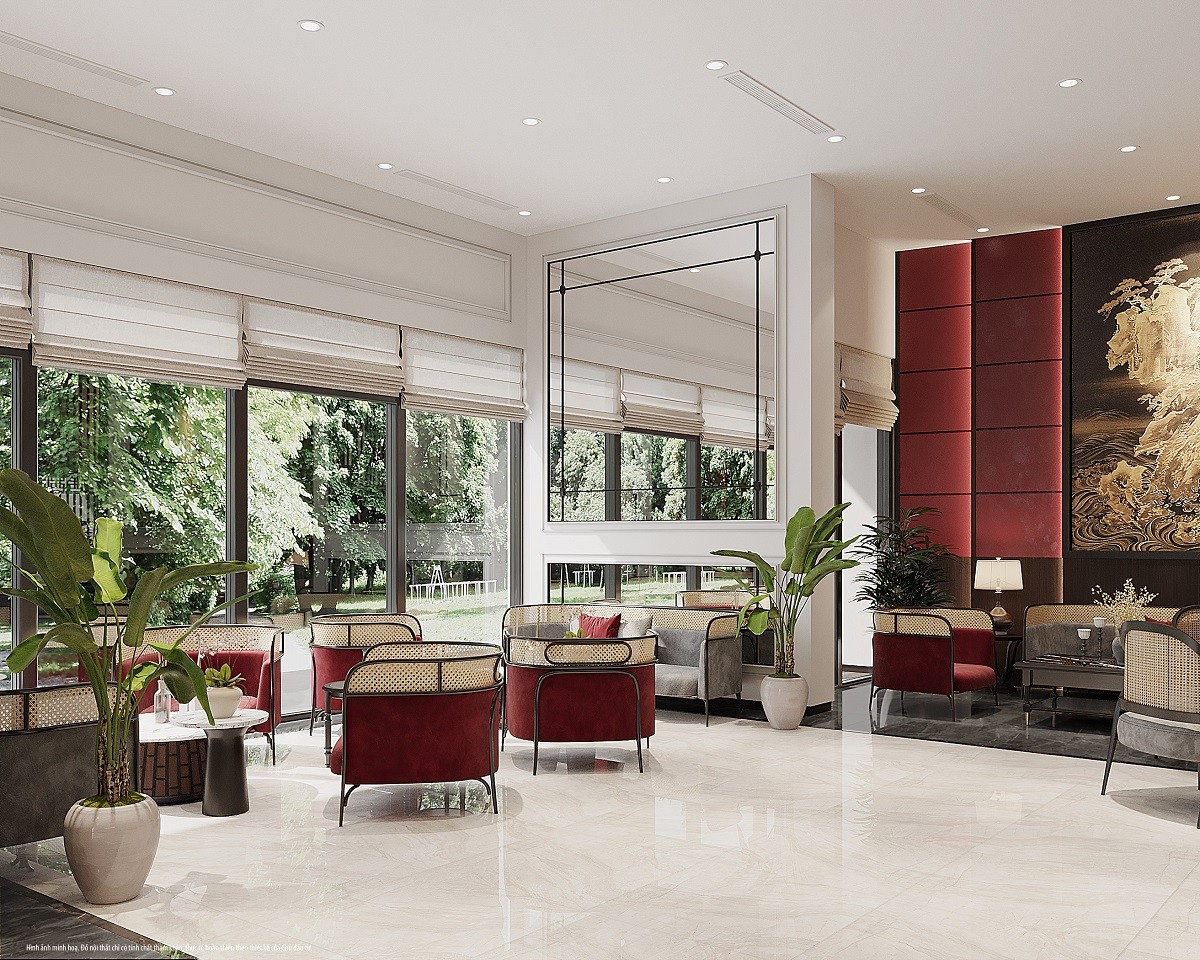 Sảnh đón khách tại toà căn hộ TK2 - Maison Détox mang đậm sắc màu Đông Dương quyền quý Sảnh đón khách tại toà căn hộ TK2 - Maison Détox mang đậm sắc màu Đông Dương quyền quý