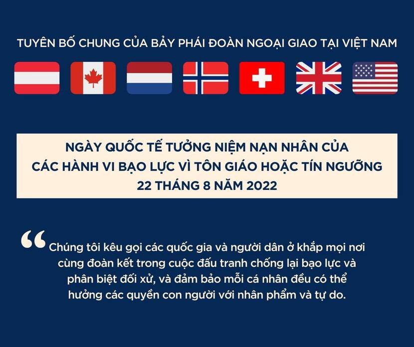 Tuyên bố chung nhân Ngày Quốc tế tưởng niệm Nạn nhân của các Hành vi Bạo lực vì Tôn giáo hoặc Tín ngưỡng Tuyên bố chung nhân Ngày Quốc tế tưởng niệm Nạn nhân của các Hành vi Bạo lực vì Tôn giáo hoặc Tín ngưỡng