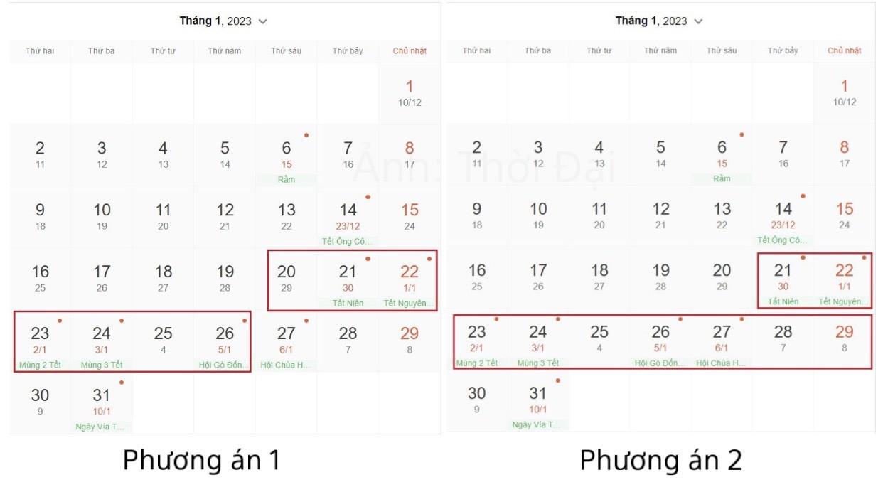Đề xuất 2 phương án nghỉ Tết Nguyên đán Quý Mão năm 2023 Đề xuất 2 phương án nghỉ Tết Nguyên đán Quý Mão năm 2023
