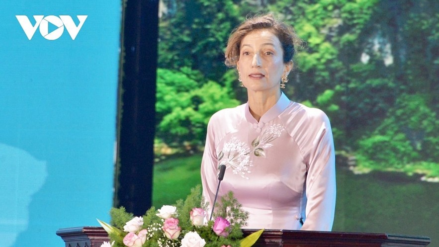 Audrey Azoulay, director general of the UN’s Educational, Scientific and Cultural Organisation (UNESCO) speaks at the event. Audrey Azoulay, director general of the UN’s Educational, Scientific and Cultural Organisation (UNESCO) speaks at the event.