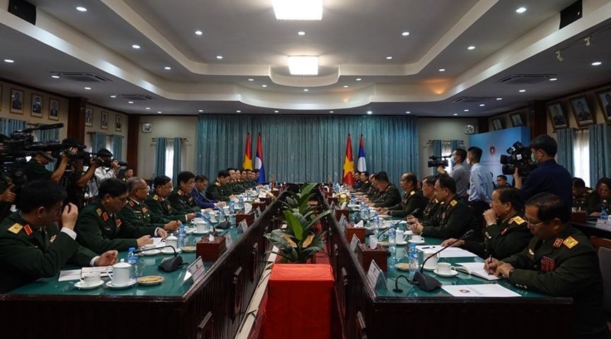 Meeting with Minister of National Defence of the Lao People's Democratic Republic General Chansamone Chanyalath. Photo: PANO Meeting with Minister of National Defence of the Lao People's Democratic Republic General Chansamone Chanyalath. Photo: PANO
