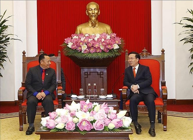 Đồng chí Võ Văn Thưởng tiếp đoàn Đại biểu Đoàn Thanh niên Nhân dân Cách mạng Lào Đồng chí Võ Văn Thưởng tiếp đoàn Đại biểu Đoàn Thanh niên Nhân dân Cách mạng Lào