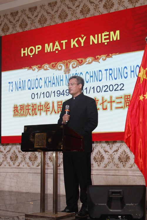 Ông Ngụy Hoa Tường, Tổng lãnh sự Trung Quốc tại TP Hồ Chí Minh phát biểu tại buổi lễ (Ảnh: HUFO). Ông Ngụy Hoa Tường, Tổng lãnh sự Trung Quốc tại TP Hồ Chí Minh phát biểu tại buổi lễ (Ảnh: HUFO).