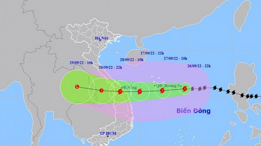 Noru with winds gusting 166kph near its centre is forecast to strike central Vietnam at midnight on September 27 or early on September 28. Photo: VOV Noru with winds gusting 166kph near its centre is forecast to strike central Vietnam at midnight on September 27 or early on September 28. Photo: VOV