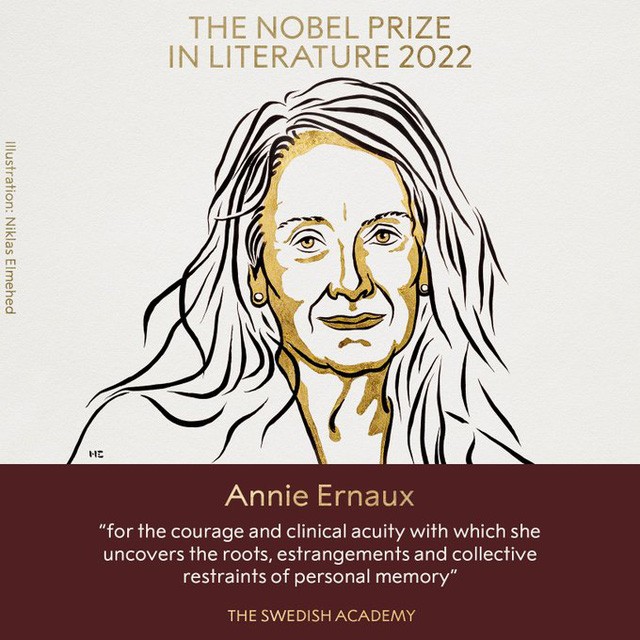 Thông báo từ BTC của Giải Nobel về người nhận giải Nobel văn học năm 2022. (Ảnh: Nobel Prize) Thông báo từ BTC của Giải Nobel về người nhận giải Nobel văn học năm 2022. (Ảnh: Nobel Prize)