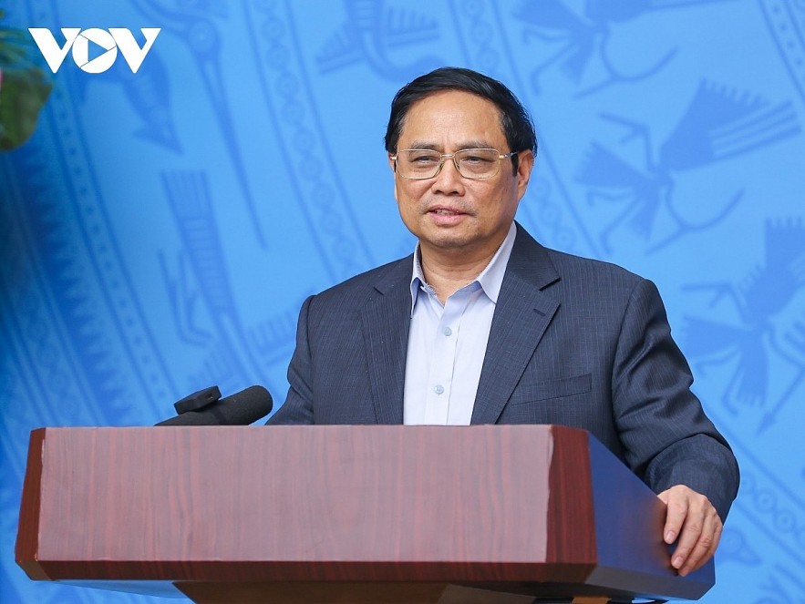 PM Pham Minh Chinh speaks at the meeting. Photo: VOV PM Pham Minh Chinh speaks at the meeting. Photo: VOV