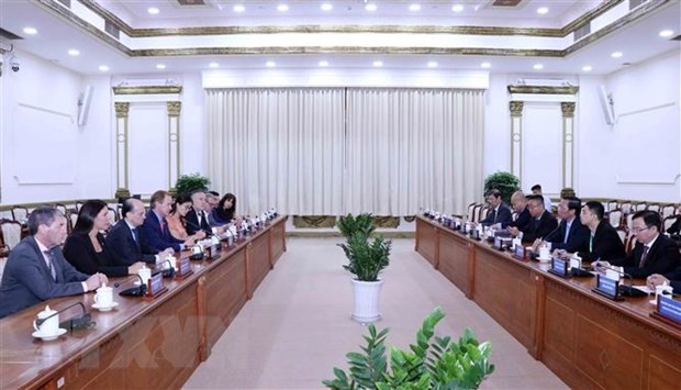 Quang cảnh buổi tiếp. (Ảnh: Xuân Khu/TTXVN) Quang cảnh buổi tiếp. (Ảnh: Xuân Khu/TTXVN)