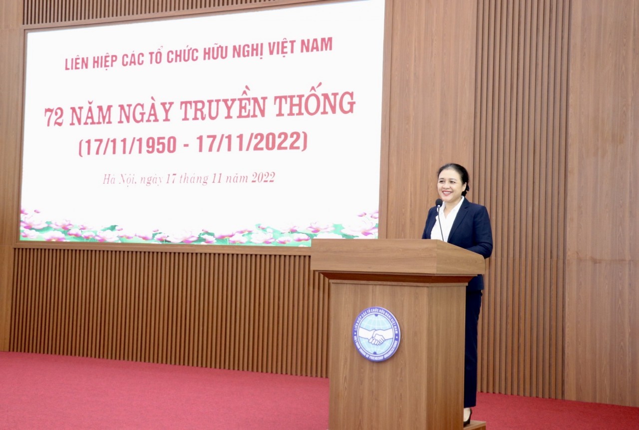 Chủ tịch VUFO Nguyễn Phương Nga phát biểu tại Lễ kỷ niệm 72 năm ngày truyền thống. Chủ tịch VUFO Nguyễn Phương Nga phát biểu tại Lễ kỷ niệm 72 năm ngày truyền thống.