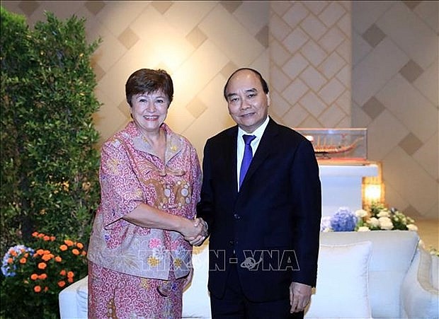 President Nguyen Xuan Phuc (R) and Managing Director of the International Monetary Fund (IMF) Kristalina Georgieva. Photo: VNA President Nguyen Xuan Phuc (R) and Managing Director of the International Monetary Fund (IMF) Kristalina Georgieva. Photo: VNA