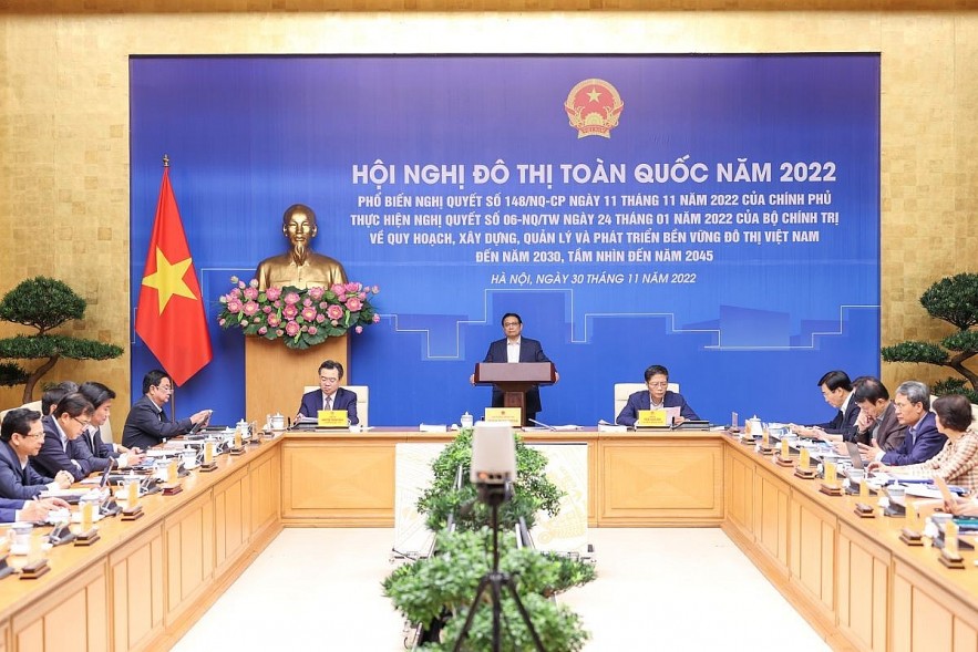 Prime Minister Pham Minh Chinh on November 30 presided over a national urban conference in Hanoi aiming to make a breakthrough in urban development in the coming years. Photo: VGP Prime Minister Pham Minh Chinh on November 30 presided over a national urban conference in Hanoi aiming to make a breakthrough in urban development in the coming years. Photo: VGP