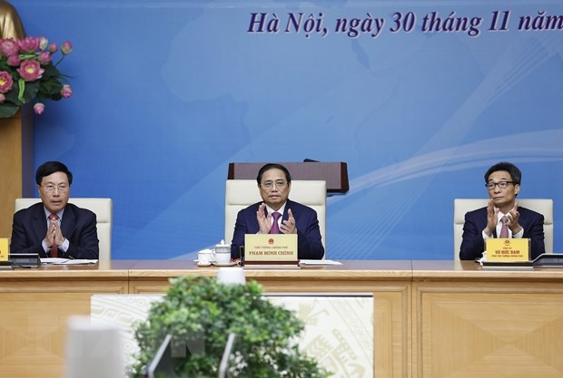 Thủ tướng Phạm Minh Chính chủ trì Hội nghị Tổng kết công tác ngoại giao vaccine (Ảnh: Dương Giang/TTXVN). Thủ tướng Phạm Minh Chính chủ trì Hội nghị Tổng kết công tác ngoại giao vaccine (Ảnh: Dương Giang/TTXVN).
