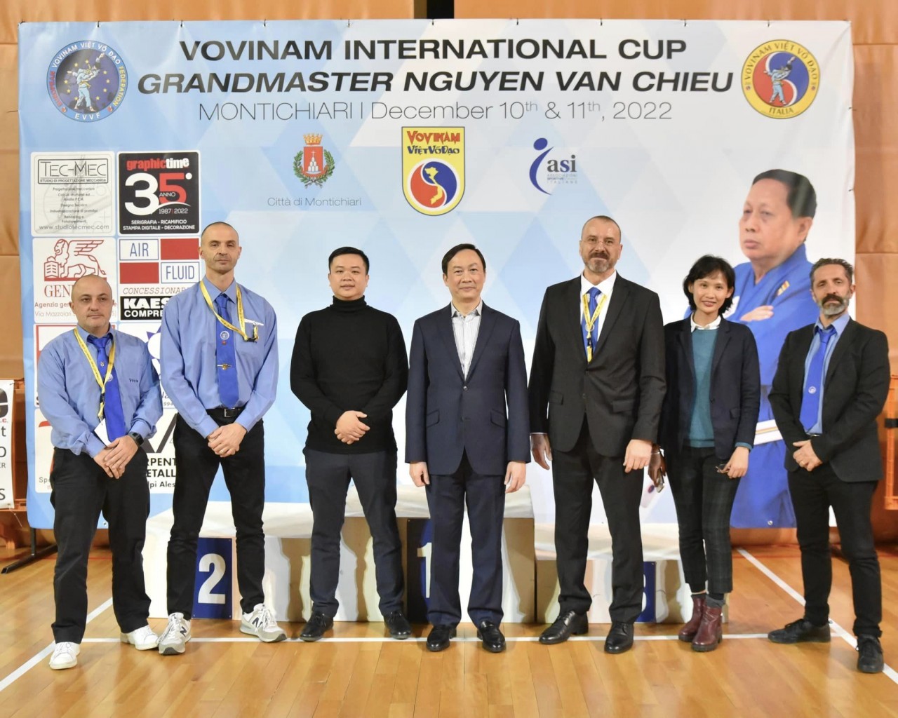 Vietnamese Ambassador to Italy Duong Hai Hung and two secretaries of the Vietnamese Embassy attend the Opening Ceremony of the International Vovinam Cup Grand Master Nguyen Van Chieu. Source: Laura Macchini/European Vovinam Viet Vo Dao Federation - EVVF Vietnamese Ambassador to Italy Duong Hai Hung and two secretaries of the Vietnamese Embassy attend the Opening Ceremony of the International Vovinam Cup Grand Master Nguyen Van Chieu. Source: Laura Macchini/European Vovinam Viet Vo Dao Federation - EVVF