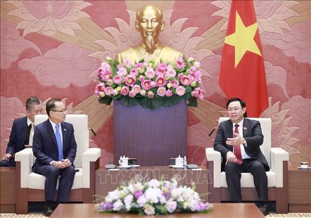 NA Chairman Vuong Dinh Hue receives outgoing Cambodian Ambassador Chay Navuth. Photo: VNA NA Chairman Vuong Dinh Hue receives outgoing Cambodian Ambassador Chay Navuth. Photo: VNA