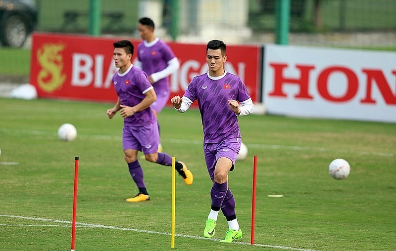 Vietnamese players during a training session on January 1. Photo: Vietnam Football Federation Vietnamese players during a training session on January 1. Photo: Vietnam Football Federation