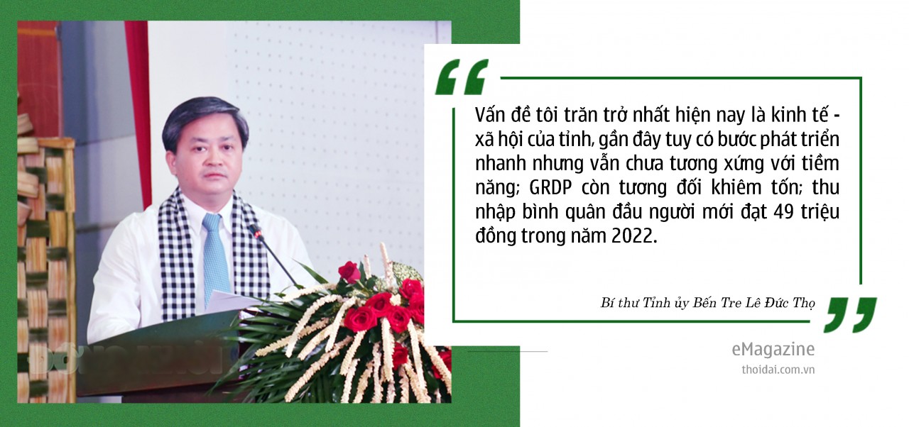 Bí thư Tỉnh uỷ Lê Đức Thọ: Trăn trở nhất là Bến Tre phát triển nhanh nhưng chưa xứng với tiềm năng Bí thư Tỉnh uỷ Lê Đức Thọ: Trăn trở nhất là Bến Tre phát triển nhanh nhưng chưa xứng với tiềm năng