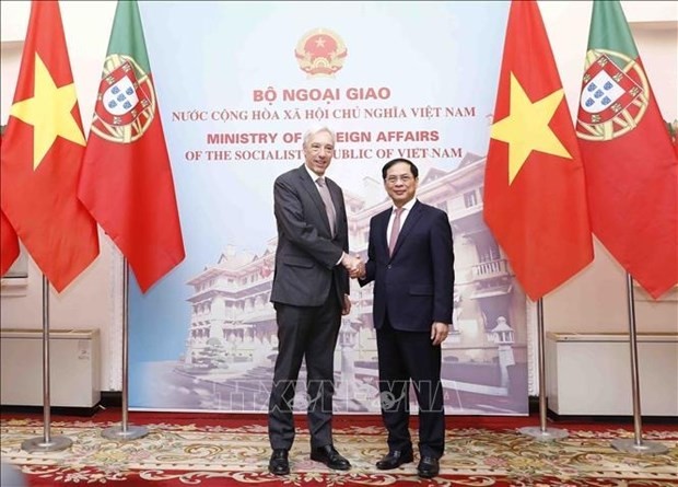Foreign Minister Bui Thanh Son (R) and his Portuguese counterpart Joao Gomes Cravinho. Photo: VNA Foreign Minister Bui Thanh Son (R) and his Portuguese counterpart Joao Gomes Cravinho. Photo: VNA