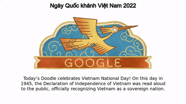 Doodle với hình ảnh chim Lạc chào mừng ngày Quốc khánh Việt Nam 2/9/2022