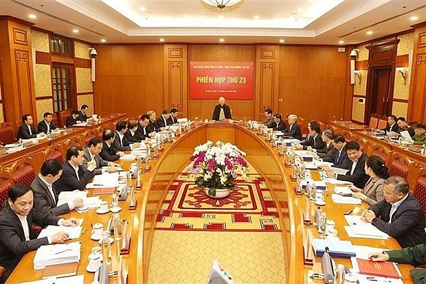 Party General Secretary Nguyen Phu Trong on January 12 chaired the 23rd session of the Central Steering Committee on Prevention and Control of Corruption and Negative Phenomena to review its operation in 2022 and decide its working agenda for this year. Party General Secretary Nguyen Phu Trong on January 12 chaired the 23rd session of the Central Steering Committee on Prevention and Control of Corruption and Negative Phenomena to review its operation in 2022 and decide its working agenda for this year.