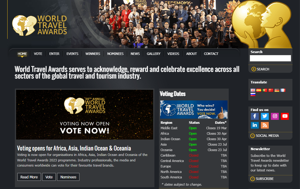 website https://www.worldtravelawards.com/vote. website https://www.worldtravelawards.com/vote.