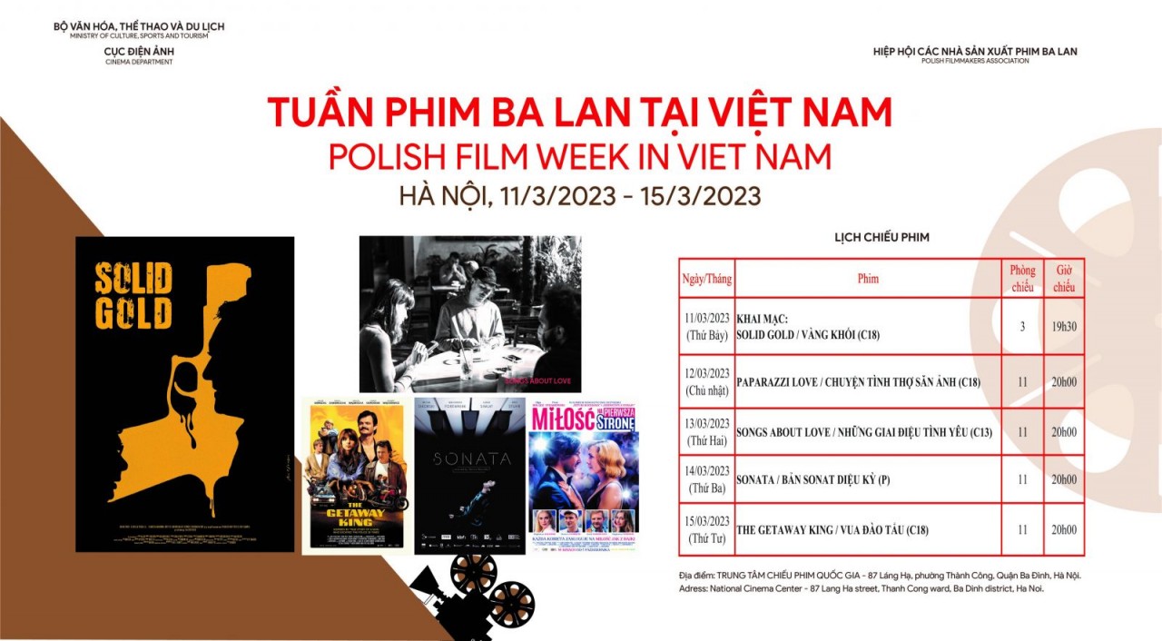 Lịch chiếu phim của Tuần phim Ba Lan tại Hà Nội, 11-15/3/2023. Lịch chiếu phim của Tuần phim Ba Lan tại Hà Nội, 11-15/3/2023.