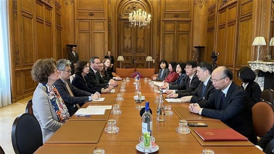The Vietnamese delegation works with OECD representatives (Photo: VNA) The Vietnamese delegation works with OECD representatives (Photo: VNA)