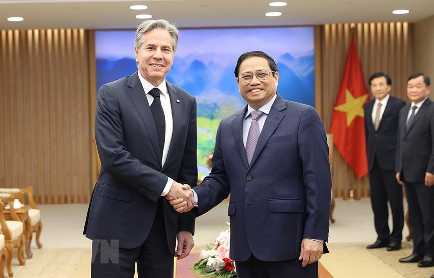 Sáng 15/4/2023, tại Hà Nội, Thủ tướng Phạm Minh Chính tiếp Bộ trưởng Ngoại giao Hoa Kỳ Antony Blinken. Sáng 15/4/2023, tại Hà Nội, Thủ tướng Phạm Minh Chính tiếp Bộ trưởng Ngoại giao Hoa Kỳ Antony Blinken.
