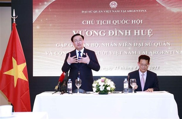 National Assembly Chairman Vuong Dinh Hue speaks at the event. Photo: VNA National Assembly Chairman Vuong Dinh Hue speaks at the event. Photo: VNA