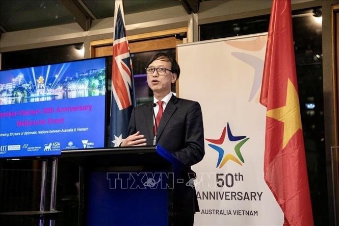 Vietnamese Ambassador to Australia Nguyen Tat Thanh speaks at the event. Photo: VNA Vietnamese Ambassador to Australia Nguyen Tat Thanh speaks at the event. Photo: VNA