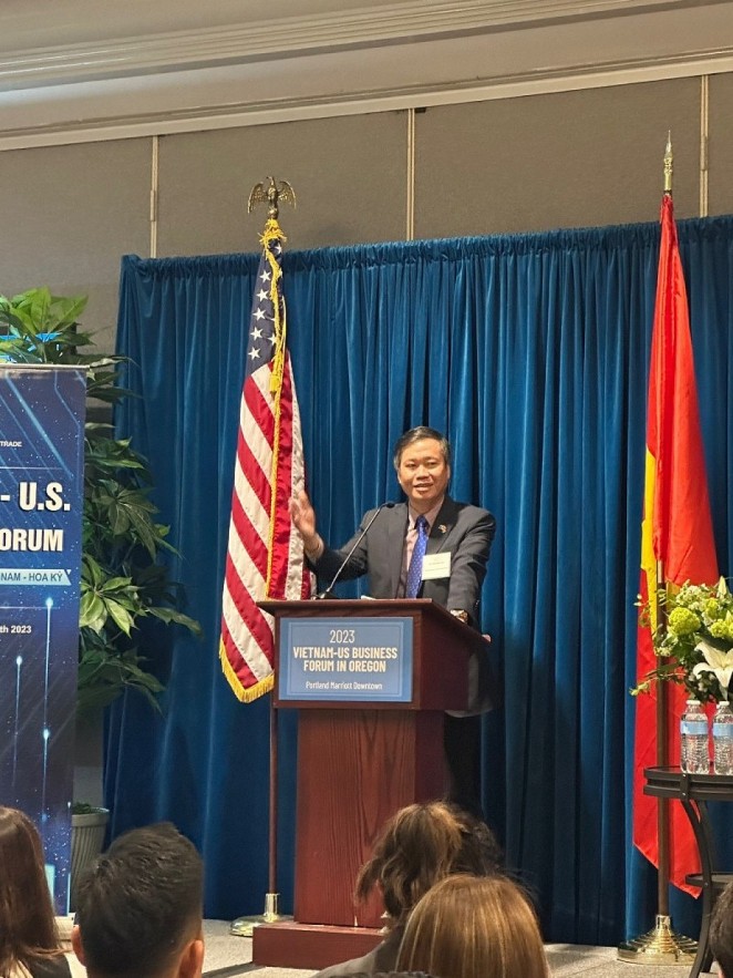 Hoang Anh Tuan, Vietnamese Consul General in San Francisco addresses the 2023 Vietnam - US Business Forum Hoang Anh Tuan, Vietnamese Consul General in San Francisco addresses the 2023 Vietnam - US Business Forum