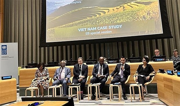 Ambassador Dang Hoang Giang (second from right), Permanent Representative of Vietnam to the UN, speaks at the dialogue. (Photo: VNA) Ambassador Dang Hoang Giang (second from right), Permanent Representative of Vietnam to the UN, speaks at the dialogue. (Photo: VNA)