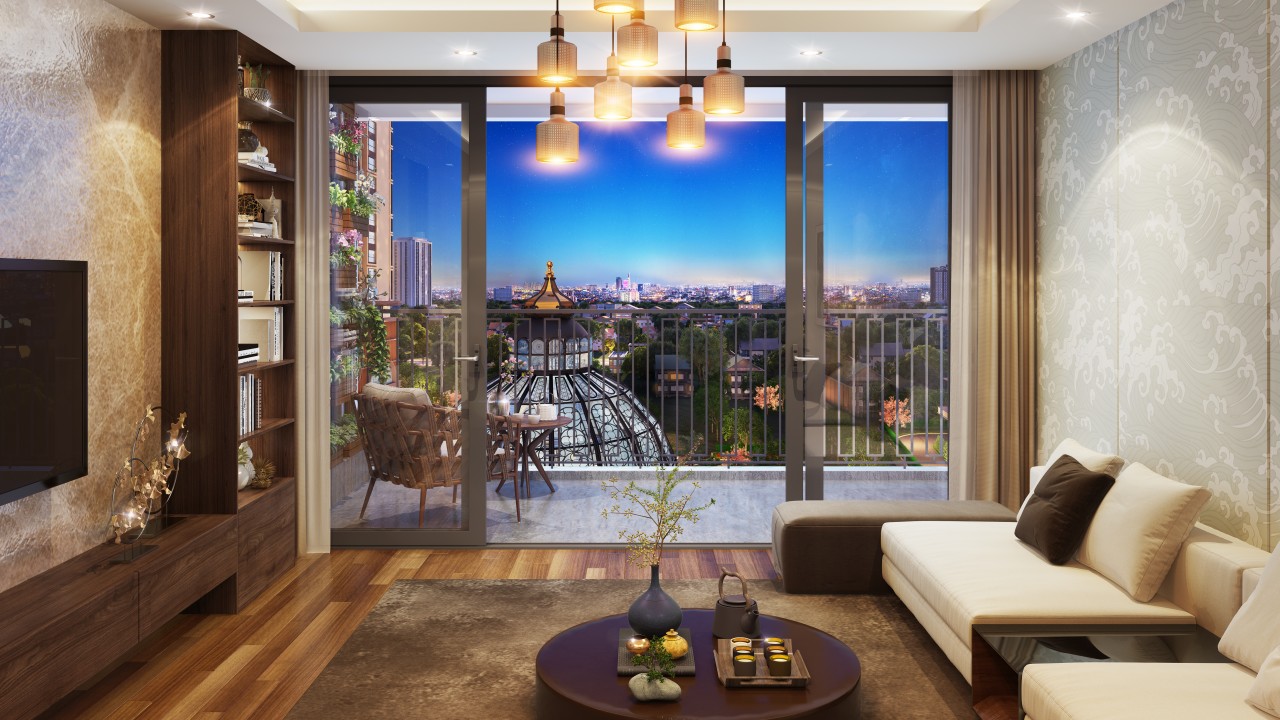 Căn hộ Hinode City có diện tích lớn kết nối rộng mở với thiên nhiên. Ảnh HC Căn hộ Hinode City có diện tích lớn kết nối rộng mở với thiên nhiên. Ảnh HC