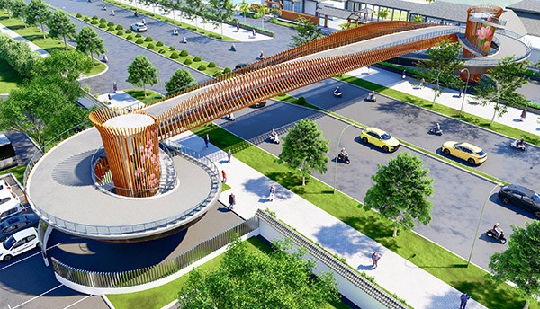 Phối cảnh cầu hữu nghị Việt Nam - Nhật Bản băng qua tuyến đường ven biển Nguyễn Tất Thành (Đà Nẵng). Phối cảnh cầu hữu nghị Việt Nam - Nhật Bản băng qua tuyến đường ven biển Nguyễn Tất Thành (Đà Nẵng).
