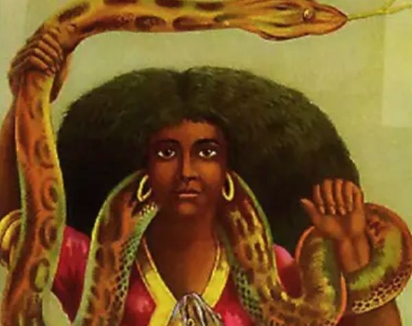 Một bản vẽ sắc ký của Mami Wata từ những năm 1880. Một bản vẽ sắc ký của Mami Wata từ những năm 1880.