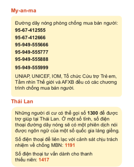 Những số điện thoại khẩn cấp dành cho người di cư Những số điện thoại khẩn cấp dành cho người di cư