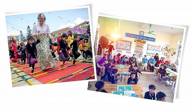 The Queen of Belgium visits students in Sa Pa. Photo: UNICEF Viet Nam The Queen of Belgium visits students in Sa Pa. Photo: UNICEF Viet Nam