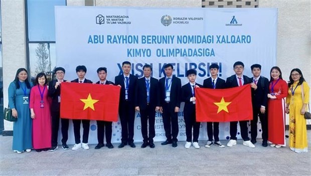 Vietnam took the lead at the first Abu Reikhan Beruniy International Chemistry Olympiad after all of its eight students won medals, including four golds and four silvers Vietnam took the lead at the first Abu Reikhan Beruniy International Chemistry Olympiad after all of its eight students won medals, including four golds and four silvers