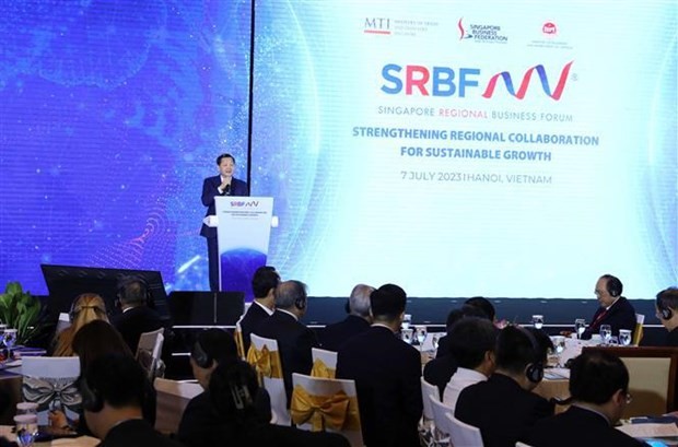 Deputy Prime Minister Le Minh Khai addressing the seventh Singapore Regional Business Forum. Photo: VNA Deputy Prime Minister Le Minh Khai addressing the seventh Singapore Regional Business Forum. Photo: VNA