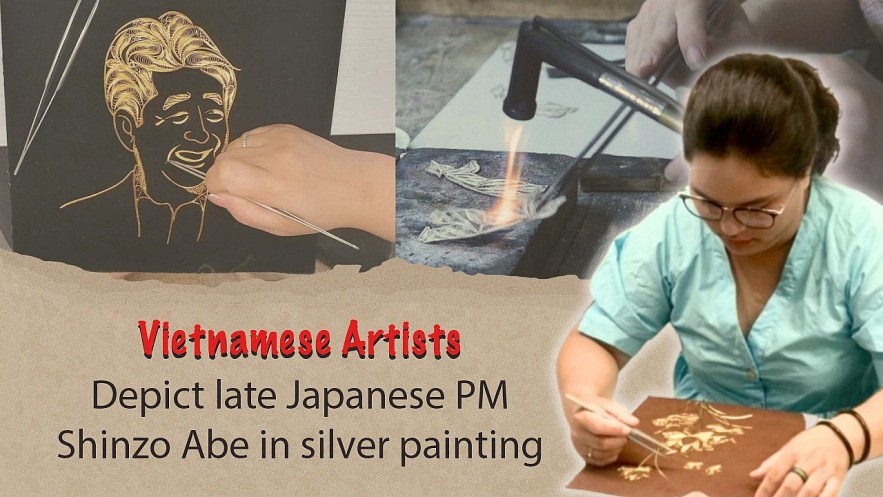 Vietnamese Artists Depict Late Japanese PM Shinzo Abe in Silver Painting Vietnamese Artists Depict Late Japanese PM Shinzo Abe in Silver Painting