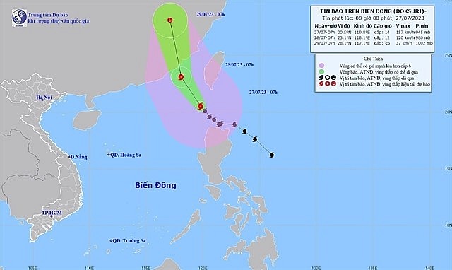 The direction of the typhoon on Thursday morning. Photo: nchmf.gov.vn The direction of the typhoon on Thursday morning. Photo: nchmf.gov.vn