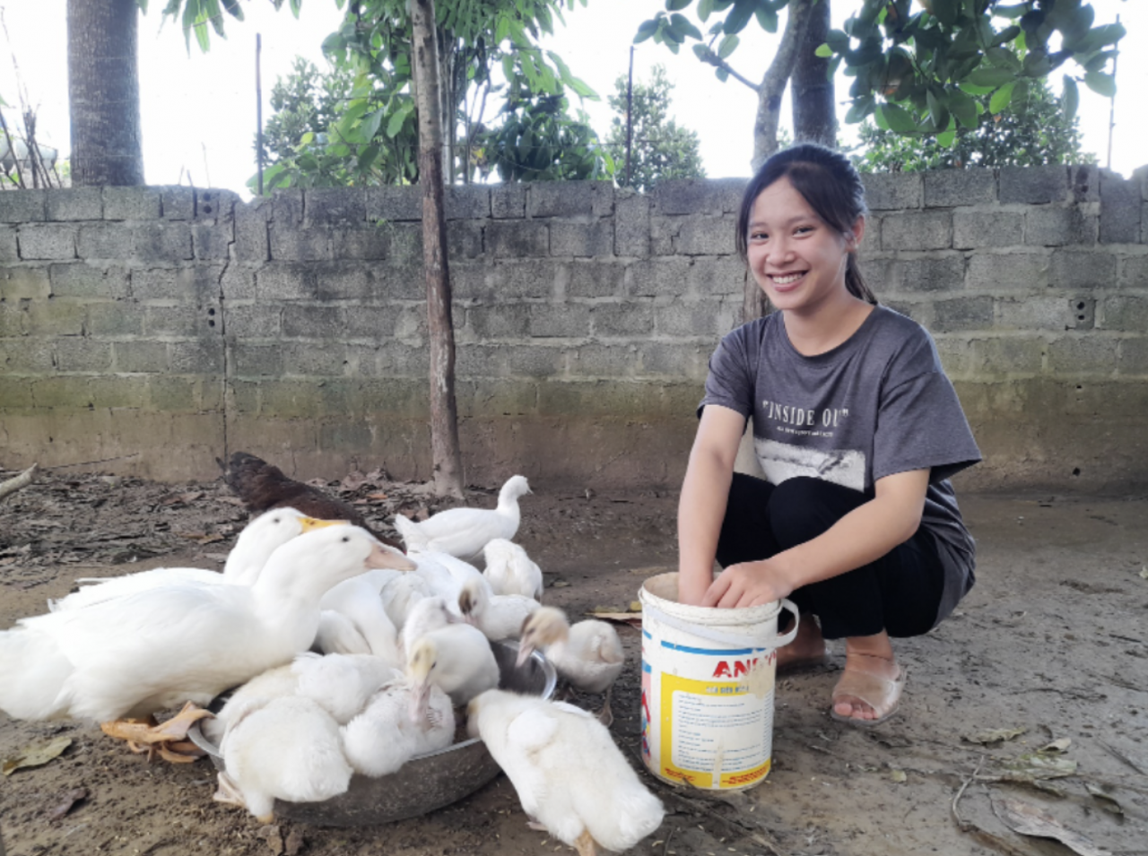 Niềm vui mỗi ngày của Hạnh là chăm sóc đàn vịt của gia đình (Ảnh: World Vision). Niềm vui mỗi ngày của Hạnh là chăm sóc đàn vịt của gia đình (Ảnh: World Vision).