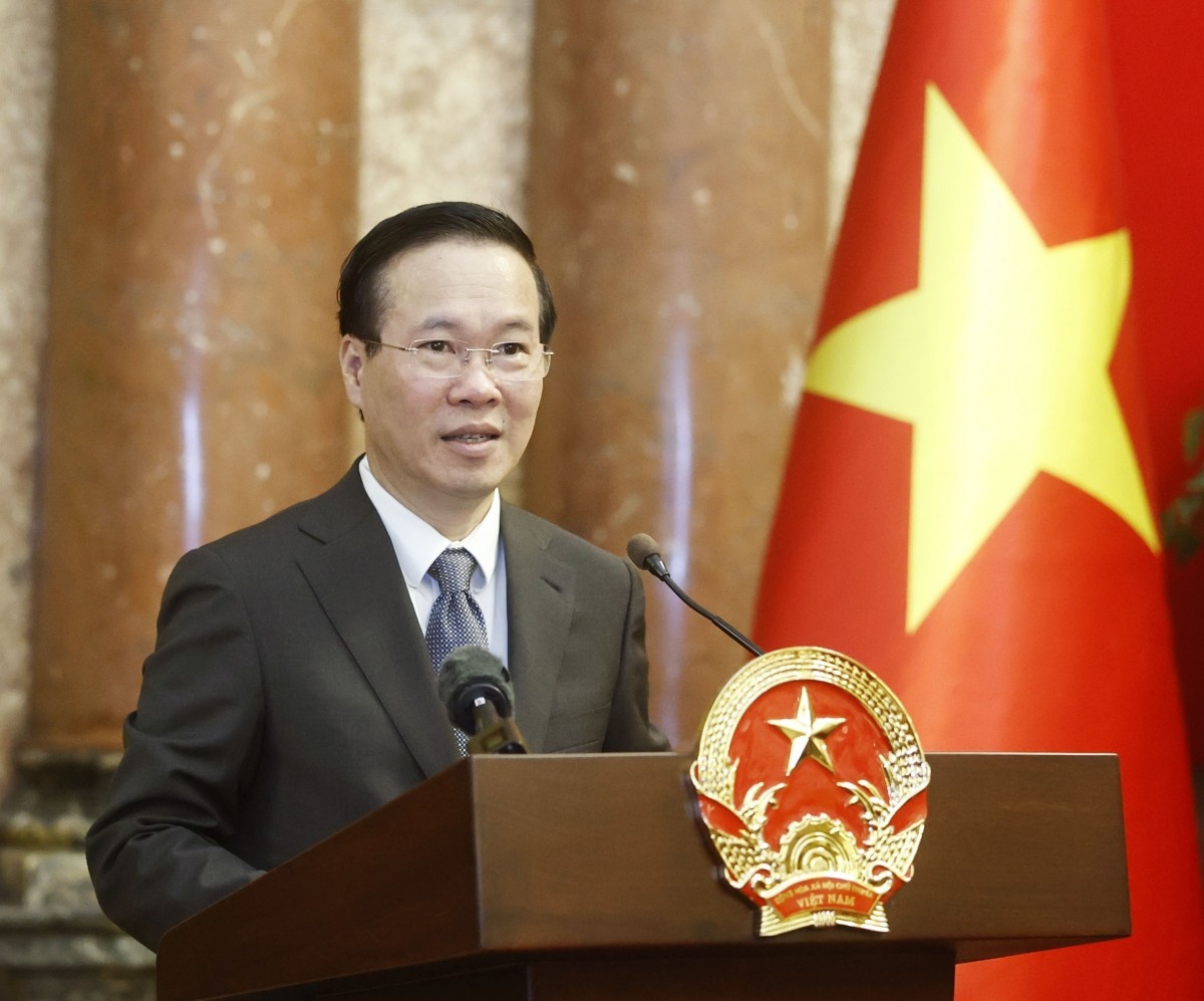 Chủ tịch nước Võ Văn Thưởng cảm ơn các nhà khoa học dành sự tâm huyết và tình yêu đối với Việt Nam. (Ảnh: vov.vn) Chủ tịch nước Võ Văn Thưởng cảm ơn các nhà khoa học dành sự tâm huyết và tình yêu đối với Việt Nam. (Ảnh: vov.vn)