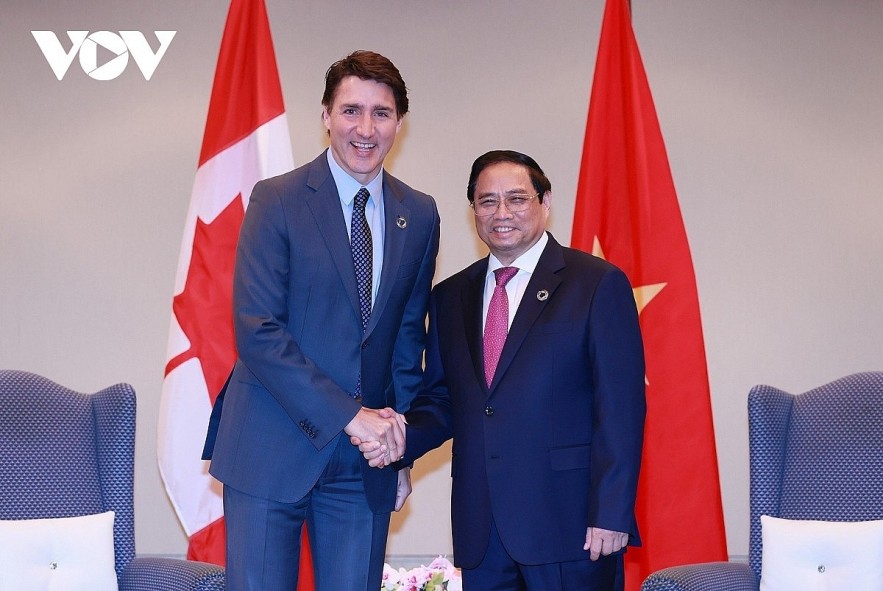 Vietnamese Prime Minister Pham Minh Chinh (R) meets with his Canadian counterpart Justin Trudeau in Japan during their participation in the expanded G7 meeting in Hiroshima in May 2023. Vietnamese Prime Minister Pham Minh Chinh (R) meets with his Canadian counterpart Justin Trudeau in Japan during their participation in the expanded G7 meeting in Hiroshima in May 2023.
