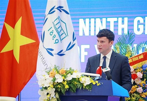 Dan Carden, Member of Parliament of the UK, President of the Board of the IPU Forum of Young Parliamentarians, speaks at the opening ceremony. Photo: VNA Dan Carden, Member of Parliament of the UK, President of the Board of the IPU Forum of Young Parliamentarians, speaks at the opening ceremony. Photo: VNA