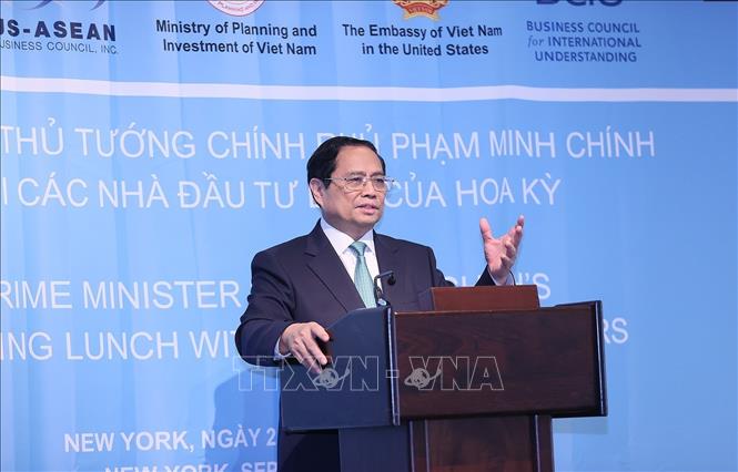 Thủ tướng Phạm Minh Chính tọa đàm với các nhà đầu tư Hoa Kỳ Chú thích ảnh