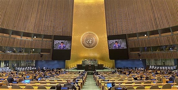 Ambassador Dang Hoang Giang, Permanent Representative of Vietnam to the United Nations speaks at a debate on the 2022 annual report of the IAEA at the UN General Assembly on November 8-9. (Photo: VNA) Ambassador Dang Hoang Giang, Permanent Representative of Vietnam to the United Nations speaks at a debate on the 2022 annual report of the IAEA at the UN General Assembly on November 8-9. (Photo: VNA)