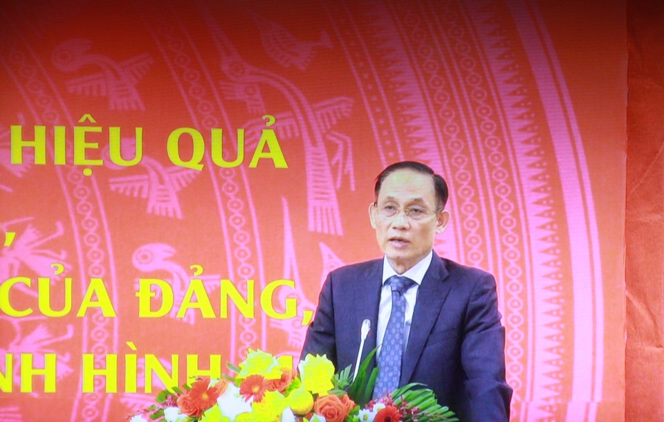 Trưởng Ban Đối ngoại Trung ương Lê Hoài Trung phát biểu tại hội nghị. Ảnh chụp màn hình. Trưởng Ban Đối ngoại Trung ương Lê Hoài Trung phát biểu tại hội nghị. Ảnh chụp màn hình.