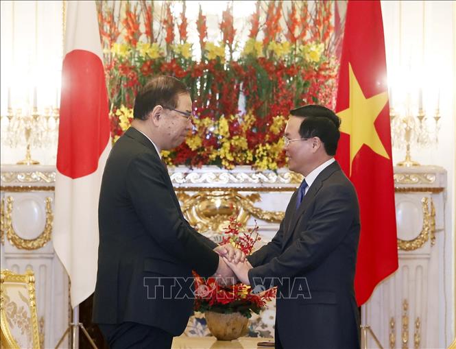 Chủ tịch nước tiếp lãnh đạo các đảng và những người bạn Nhật Bản thân thiết với Việt Nam Chú thích ảnh