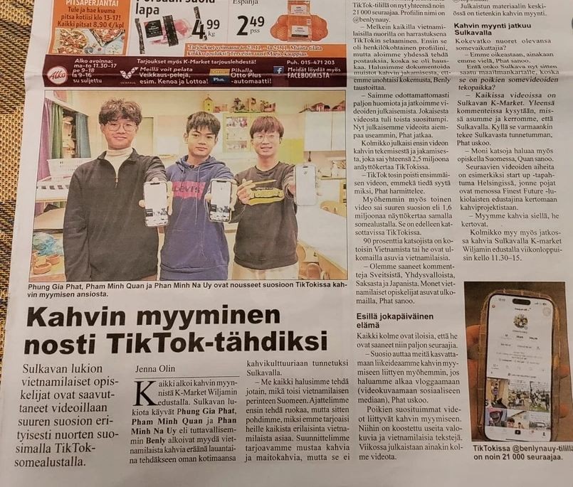 Three Youngters Start Up in Finland with Vietnamese Salted Coffee Three Youngters Start Up in Finland with Vietnamese Salted Coffee